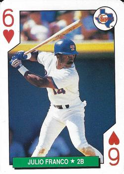 1991 U.S. Playing Card Co. Major League All-Stars Playing Cards - All-Stars Silver #6♥ Julio Franco Front