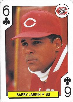 1991 U.S. Playing Card Co. Major League All-Stars Playing Cards - All-Stars Silver #6♣ Barry Larkin Front