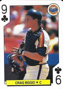 1991 U.S. Playing Card Co. Major League All-Stars Playing Cards - All-Stars Silver #9♣ Craig Biggio Front