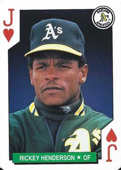 1991 U.S. Playing Card Co. Major League All-Stars Playing Cards - All-Stars Silver #J♥ Rickey Henderson Front