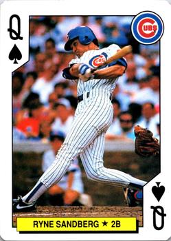 1991 U.S. Playing Card Co. Major League All-Stars Playing Cards - All-Stars Silver #Q♠ Ryne Sandberg Front