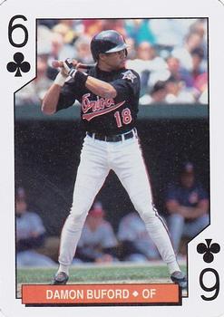 1994 Bicycle Baltimore Orioles Playing Cards #6♣ Damon Buford Front