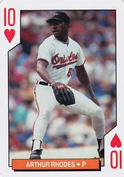 1994 Bicycle Baltimore Orioles Playing Cards #10♥ Arthur Rhodes Front