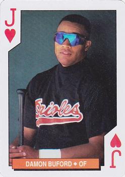 1994 Bicycle Baltimore Orioles Playing Cards #J♥ Damon Buford Front