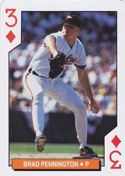 1994 Bicycle Baltimore Orioles Playing Cards #3♦ Brad Pennington Front