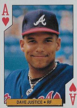 1994 Bicycle Atlanta Braves Playing Cards #A♥ Dave Justice Front