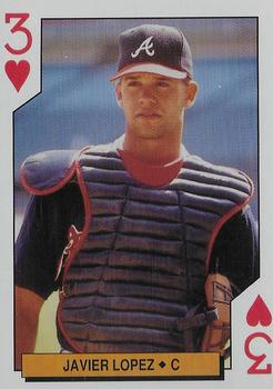 1994 Bicycle Atlanta Braves Playing Cards #3♥ Javier Lopez Front