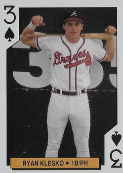 1994 Bicycle Atlanta Braves Playing Cards #3♠ Ryan Klesko Front
