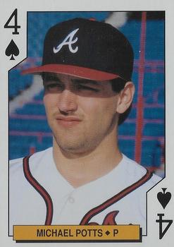 1994 Bicycle Atlanta Braves Playing Cards #4♠ Michael Potts Front