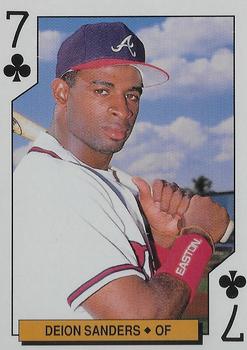 1994 Bicycle Atlanta Braves Playing Cards #7♣ Deion Sanders Front