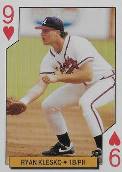 1994 Bicycle Atlanta Braves Playing Cards #9♥ Ryan Klesko Front