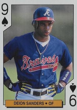 1994 Bicycle Atlanta Braves Playing Cards #9♠ Deion Sanders Front