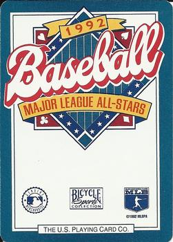 1992 Bicycle All-Stars Playing Cards #2♣ Joe Carter Back