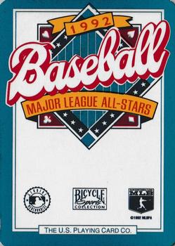 1992 Bicycle All-Stars Playing Cards #5♣ Robin Ventura Back