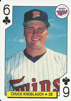 1992 Bicycle All-Stars Playing Cards #6♣ Chuck Knoblauch Front