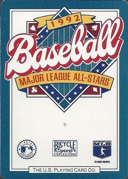 1992 Bicycle All-Stars Playing Cards #5♠ Travis Fryman Back