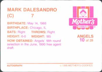 1995 Mother's Cookies California Angels #10 Mark Dalesandro Back