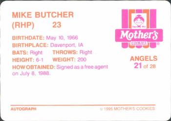 1995 Mother's Cookies California Angels #21 Mike Butcher Back