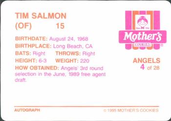 1995 Mother's Cookies California Angels #4 Tim Salmon Back