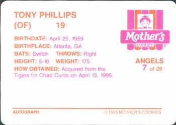 1995 Mother's Cookies California Angels #7 Tony Phillips Back