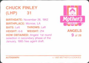 1995 Mother's Cookies California Angels #9 Chuck Finley Back