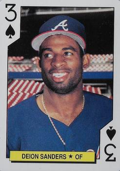 1992 U.S. Playing Card Co. Atlanta Braves Playing Cards #3♠ Deion Sanders Front