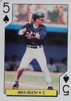 1992 U.S. Playing Card Co. Atlanta Braves Playing Cards #5♠ Mike Heath Front