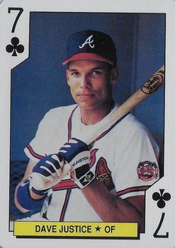 1992 U.S. Playing Card Co. Atlanta Braves Playing Cards #7♣ Dave Justice Front