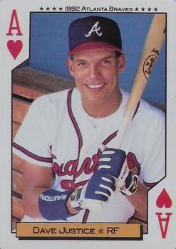 1992 Bicycle Atlanta Braves World Series Playing Cards #A♥ Dave Justice Front