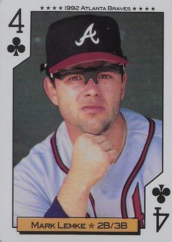 1992 Bicycle Atlanta Braves World Series Playing Cards #4♣ Mark Lemke Front