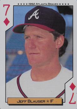 1992 Bicycle Atlanta Braves World Series Playing Cards #7♦ Jeff Blauser Front