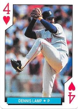 1992 U.S. Playing Card Co. Boston Red Sox Playing Cards #4♥ Dennis Lamp Front