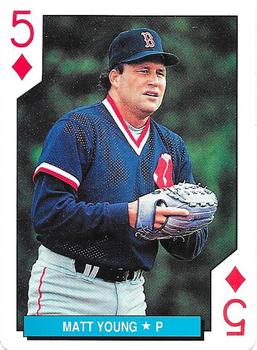 1992 U.S. Playing Card Co. Boston Red Sox Playing Cards #5♦ Matt Young Front
