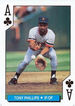 1992 U.S. Playing Card Co. Detroit Tigers Playing Cards #A♣ Tony Phillips Front