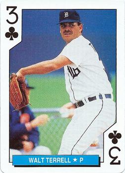 1992 U.S. Playing Card Co. Detroit Tigers Playing Cards #3♣ Walt Terrell Front