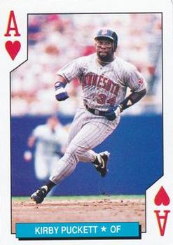 1992 U.S. Playing Card Co. Minnesota Twins Playing Cards #A♥ Kirby Puckett Front