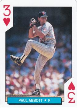 1992 U.S. Playing Card Co. Minnesota Twins Playing Cards #3♥ Paul Abbott Front