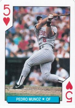1992 U.S. Playing Card Co. Minnesota Twins Playing Cards #5♥ Pedro Munoz Front