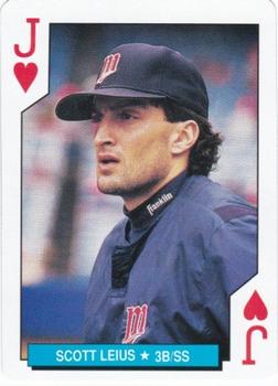 1992 U.S. Playing Card Co. Minnesota Twins Playing Cards #J♥ Scott Leius Front