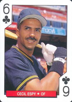 1993 Bicycle Cincinnati Reds Playing Cards #6♣ Cecil Espy Front