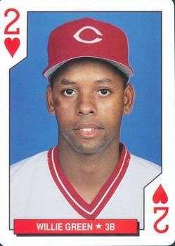 1993 Bicycle Cincinnati Reds Playing Cards #2♥ Willie Greene Front