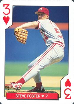 1993 Bicycle Cincinnati Reds Playing Cards #3♥ Steve Foster Front