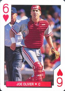 1993 Bicycle Cincinnati Reds Playing Cards #6♥ Joe Oliver Front