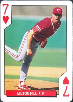 1993 Bicycle Cincinnati Reds Playing Cards #7♥ Milt Hill Front