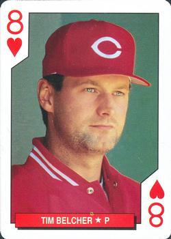 1993 Bicycle Cincinnati Reds Playing Cards #8♥ Tim Belcher Front