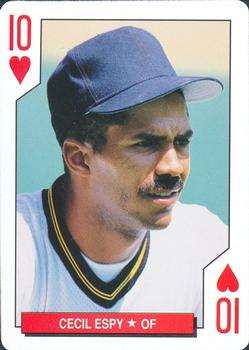 1993 Bicycle Cincinnati Reds Playing Cards #10♥ Cecil Espy Front
