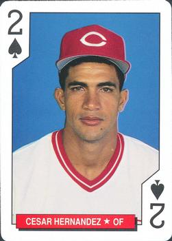 1993 Bicycle Cincinnati Reds Playing Cards #2♠ Cesar Hernandez Front