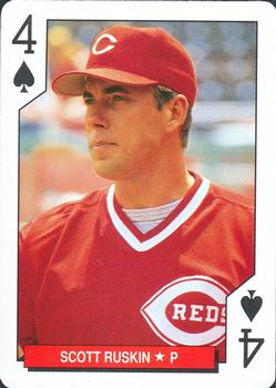 1993 Bicycle Cincinnati Reds Playing Cards #4♠ Scott Ruskin Front