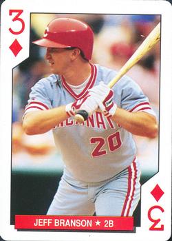 1993 Bicycle Cincinnati Reds Playing Cards #3♦ Jeff Branson Front