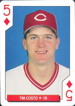 1993 Bicycle Cincinnati Reds Playing Cards #5♦ Tim Costo Front